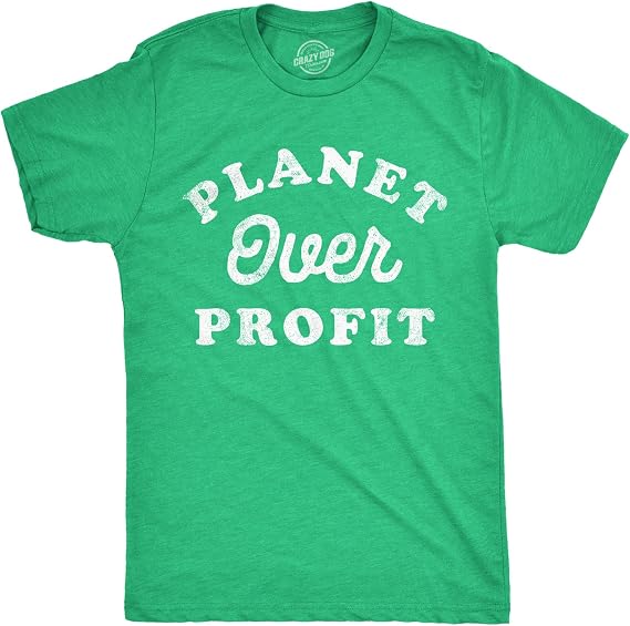 Mens Planet Over Profit Funny T Shirts Earth Day Graphic Tee for Men