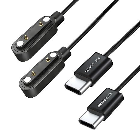 Magnetic Smart Watch Charging Cable Compatible with Apple, Samsung, and Fitness Watches, Quick Charge with 2-Pin Connections, USB Type-C, 7.62mm