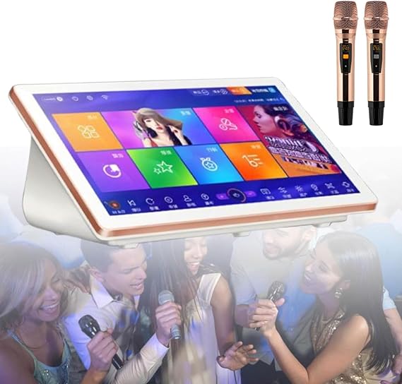 Karaoke Machine with Wireless Microphone, Touch Screen, AI Voice Control, and Amplifier for Home Entertainment