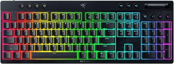 Razer BlackWidow V4 Düşük Profilli HyperSpeed - Kablosuz Düşük Profilli Mekanik Oyun Klavyesi - HyperSpeed & BT - Çoklu Kaydırma Tekerleği - Sarı Anahtarlar | QWERTY ABD Düzeni