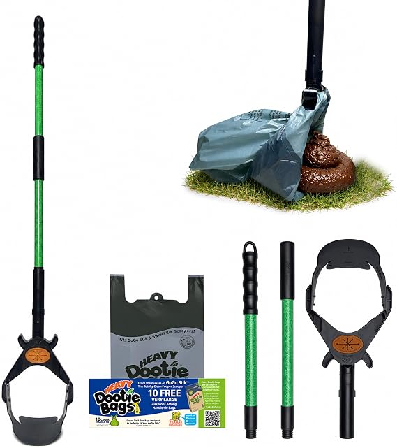 GoGo Stik XP Consumer Reports #1 Rated Ergonomic Scooper 2024, 2026. Quick, Clean, Convenient Pro Pooper Scooper for All Dog Pet Waste Cleanup. Use Store Bags or Heavy Dootie Bags.