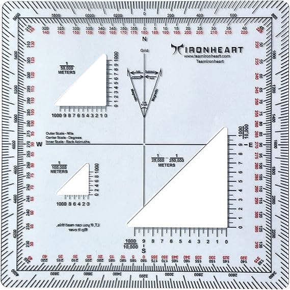 Ironheart Military Protractor Accurately Cut for Land Navigation