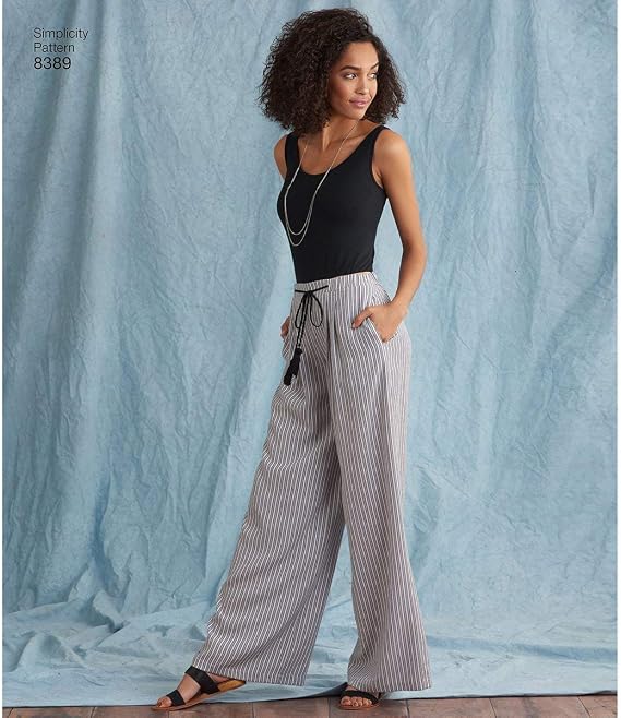 Simplicity Creative Patterns Misses' Pants with Length & Width Variations & Tie Belt Pattern, H5 (6-8-10-12-14)