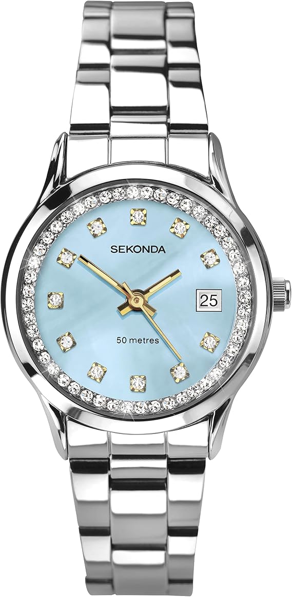 Sekonda Catherine Women's Quartz Watch with Analogue Display and 27 mm Stainless Steel Bracelet Light Blue Bracelet