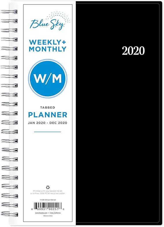 Blue Sky 2020 Weekly & Monthly Planner, Flexible Cover, Twin-Wire Binding, 5" x 8", Classic Red (111291-20)