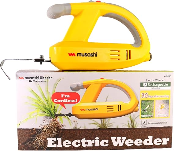 musashi Necessities Electric Hand Weeder with Cushioned Grip, Yellow