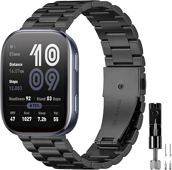 Amazfit Bip 6 ウォッチバンド/Amazfit Bip 5バンドに対応。22mmステンレススチールストラップメタルブレスレットリストバンド Amazfit GTR 4/GTR 3 Pro/GTR 3/GTR 2/GTR 2e/GTR 47mm/Balance 2 レディース メンズ アクセサリー
