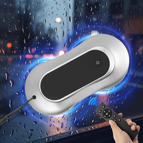 Electric Window Cleaner Tool Window Cleaner Robot with Remote Control,Smart Dual Water Spray Glass Cleaning Robot with 3200Pa Strong Suction for Windows,Tiles,Class Door,Include 10 cleaning clothes