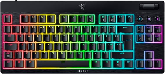 Razer BlackWidow V4 Tenkeyless HyperSpeed Low Profile - Wireless Hot-swappable Gaming Keyboard (HyperSpeed Wireless & BT, Multi-Function Roller & Control Buttons) Orange Switch | UK Layout
