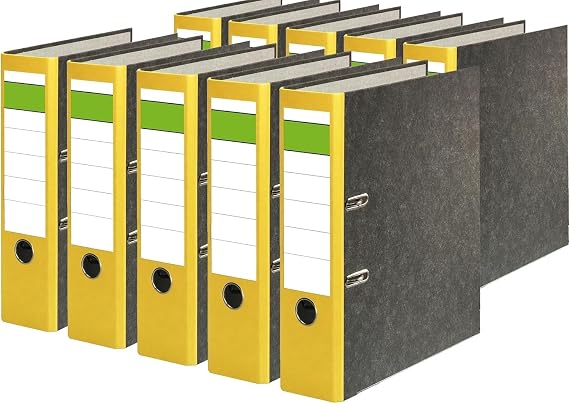 Papiertiger Nature Folder with Coloured Spine Made of Grey Caton in Cloud Marble Design Spine Label Classic Green Bar (Nature (Cloud Marble) Yellow Pack of 20 8 cm Wide)