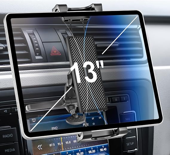 CD Slot Tablet Car Mount, CD Player iPad Mount Holder, Adjustable Tablet Mount for Car, Compatible with iPad Pro 12.9 Air Mini, Galaxy Tabs, Surface Pro/Go, 5.5"-13" iPhone, Tablets and Devices