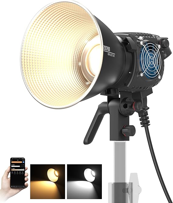 ZHIYUN MOLUS B200 200W COB Photography Studio Light [Official] Bowens Mount | Silent Continuous Output Lighting for TK YouTube 2700K-6500K CRI 96+ TLCI 96+ 39990 Lux/1M App Control 13 Scene Effects