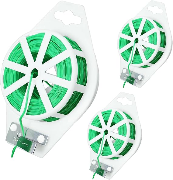 3 Pack Florist Wire Plant Wire Bundle Wire 200m Garden Wire Sheathed Garden Wire Plant Rope with Cutting Edge for Plant Guidance Green