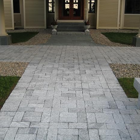Gray Granite Cobblestone (Belgian Block) 6x12x2-3+/- Average Nominal Dimensions Durable Paving Stone for Driveways, Patios & Garden Edging 20 Lbs