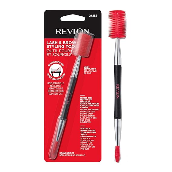 Revlon Lash & Brow Styling Tool, 1 Count | Dual ended eyelash separator and eyebrow spoolie brush that styles lashes and brows. Works with mascara.