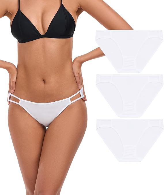ANLIQI Women's High Cut String Bikini Panties Modal Comfort Breathable Stretch Bikini Underwear Soft Plus Size Underwear