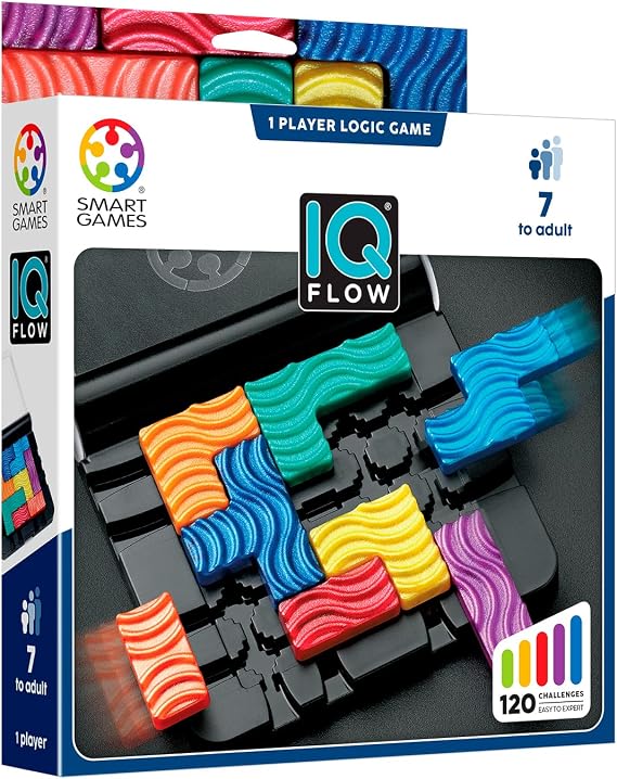 SmartGames IQ Flow Travel Logic Sliding Puzzle Game with 120 Challenges, STEM Brain Teaser for Kids and Adults, Compact Single Player Sliding Puzzle, Ages 7+