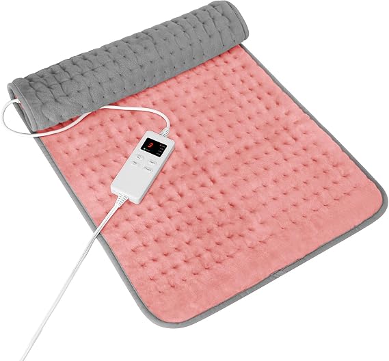 Heating Pad for Period Cramps, Heating Pad for Back/Neck/Shoulder Muscle Pain, 6 Heating & 4 Timer Setting, Auto Shut Off, Moist Heat & Machine Washable, Pink Birthday Christmas Gifts for Women Mom