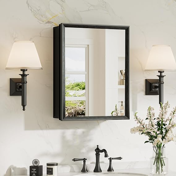 14x18 Black Medicine Cabinet Mirror for Bathroom