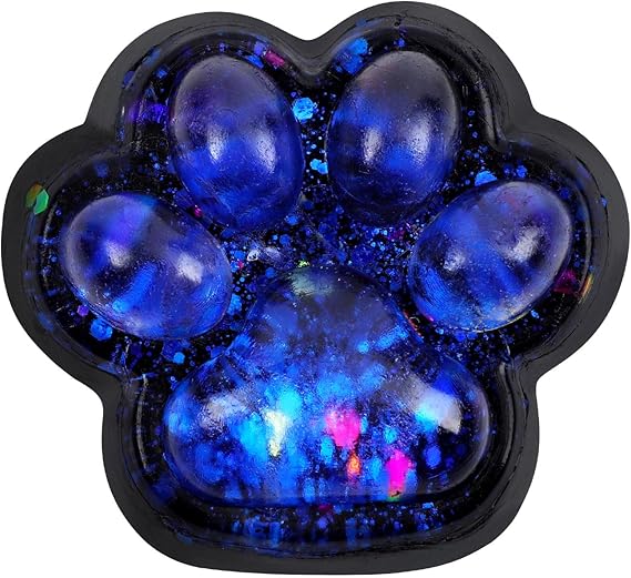 Cat Paw Squeeze Toy, Starry Sky Cat Paw Squish Toys Fun Squishy Pinch Taba Toy Fufu Kitty Paw Relaxing Stress Toy Kawaii Paw Fidget Toys for Kids Adults Halloween Easter Party Favors (Dazzling Blue)