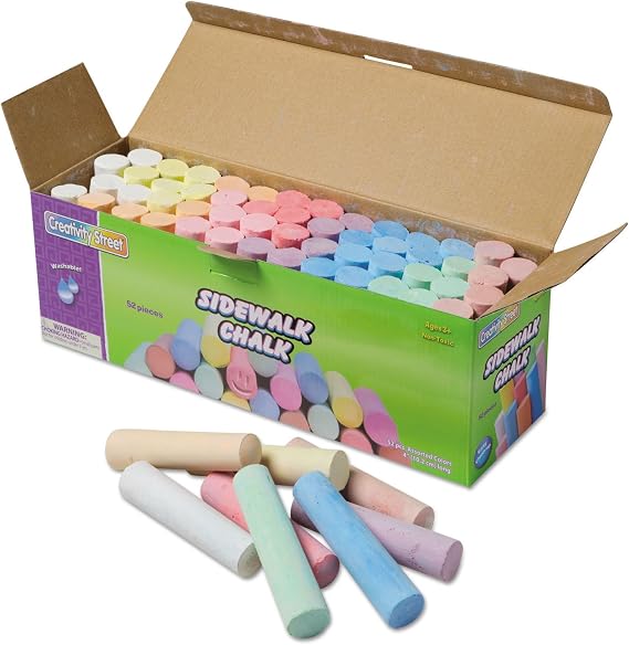 ChenilleKraft Creativity Street Sidewalk Chalk - 4" x 1" Chalk Size - Tan, Pink, Teal, Lime, Gray, White, Purple, Orange, Dark Blue, Light Blue, Dark Yellow, ... Chalk - 52 / Box