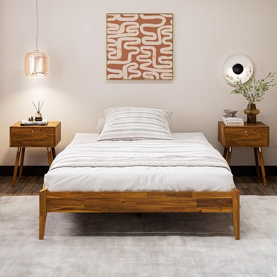 Dinkee Basic Bed Frame Without headboard - Caramel -Full