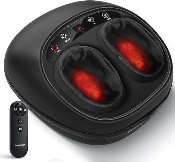 MASGRE Foot Massager with Heat, Deep Kneading Therapy Compression, Shiatsu Feet Massager Machine for Plantar Fasciitis, Neuropathy Pain, Birthday Gifts for Women Mom Men Dad