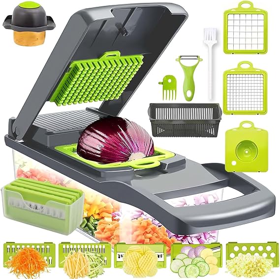 Vegetable Chopper,17 in 1 Kitchen Gadgets Accessories,Food Salad Chopper Vegetable Cutter,Mandolin,Onion Veggie Choppers with Container,Vegetable Slicer,Dicer Chopper Box for Fruit,Potato,Tomato