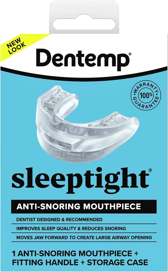 Dentemp SleepTight Mouthpiece Anti Snoring Device - Custom Fit Snoring Mouthguard for a Better Night's Sleep - Device Designed by Dentist and Made in USA 1pk (Packaging May Vary)