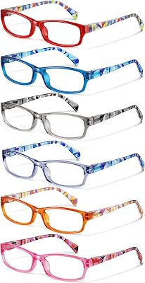 Reading Glasses for Women Men - 5 Pack Blue Light Blocking Spring Hinge Computer Readers Anti Glare UV Eyeglasses