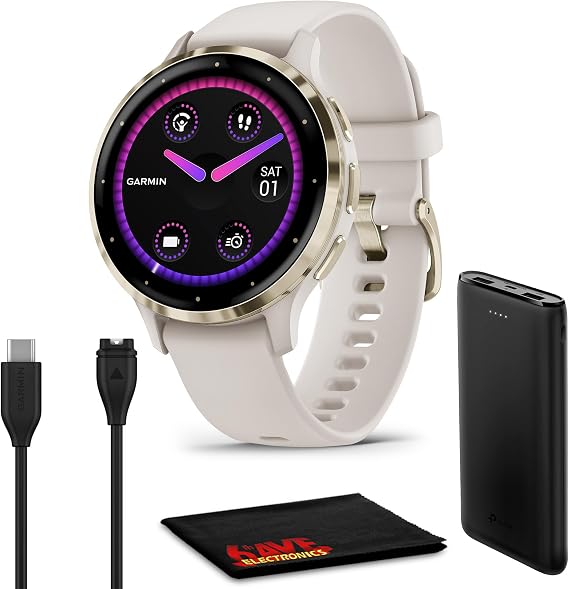 Garmin Venu 3S Advanced Fitness and Health Tracker Smartwatch with Soft Gold Stainless Steel Bezel Ivory Case and 41mm Silicone Band 1.2" AMOLED