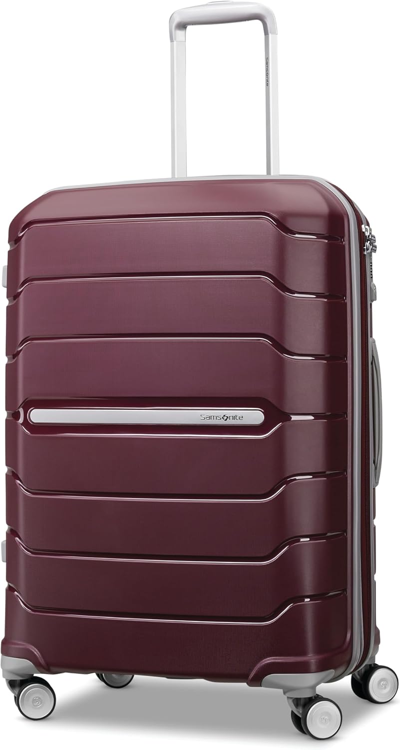 Samsonite Freeform Hardside Expandable Double Spinner Wheel, Merlot, Checked-Medium 24-Inch, Freeform Hardside Expandable Double Spinner Wheel