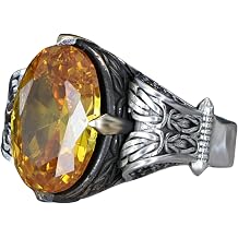 925 Carat Citrine Stone Stoned Men's Silver Ring New Design Jewelry