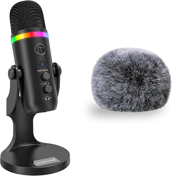 ZealSound USB Microphone k66pro and Furry Windscreen d65k Bundle