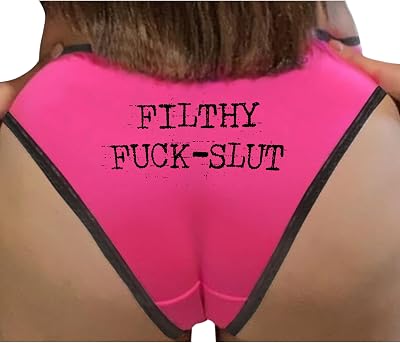 Knaughty Knickers Filthy Fuck Slut Fucktoy Fuckslut Cum Dump Adult Design Pink and Black Bikini Panties