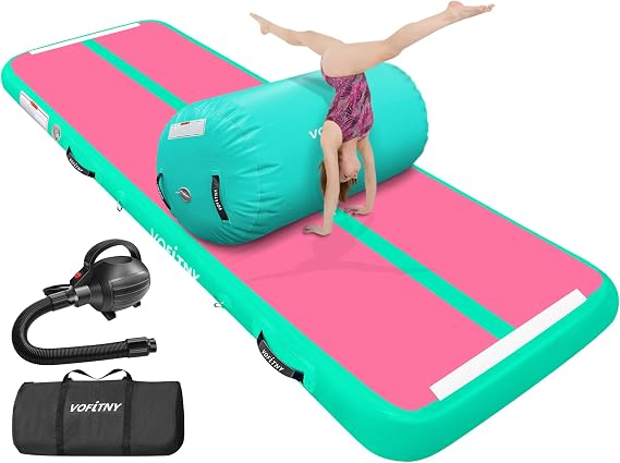 VOFiTNY Gymnastics Air Mat Inflatable Tumble Track with Air Roller