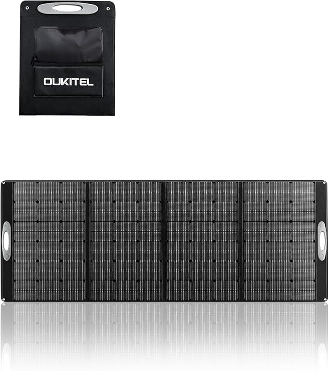 400W Solar Panel Foldable IP68 Waterproof and Dustproof Monocrystalline Solar Panel High Conversion Efficiency Includes Storage Stand Supports Series/Parallel Connection