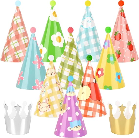 12PCS Mini Birthday Hats for Stuffed Animals Cute Mini Party Hats Birthday Crowns for Classroom Tiny Party Hats for Stuffed Animals Pets Baby, Accessories