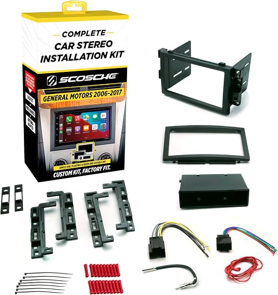 Scosche ICGM10BN Complete Double/Single DIN Stereo Installation Kit for Select Non-Amplified 2006-17 General Motors Vehicles - No Steering Wheel Remote - See Fit Guide in Images to Verify Your Vehicle