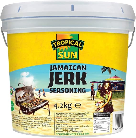 Tropical Sun Traditional Jamaican Jerk Seasoning Paste 4.2kg (Pack Of 1), Authentic Caribbean Style Marinade with Escallions, Hot Peppers & Herbs, Bulk Size for Cooking, Grilling & Catering Use