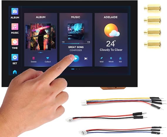 ESP32-S3 4.3inch Capacitive Touch Display 800x480 Based on ESP32-S3 Microcontroller 5-Point Touch, 32-Bit LX7 Dual-Core Processor, Up to 240MHz, Support 2.4GHz W-iF-i & Blue-Too-th 5