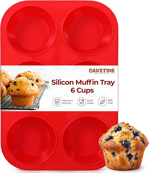 Jumbo Muffin Pan, 3.5 Inch Large Muffin Pan 6 Cup Silicone Jumbo Cupcake Tin for Baking Food Grade Silicone Mold Non Stick