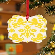 3" Acrylic Christmas Ornaments 2025 Yellow Regalia Lion Unique Christmas Ornaments Bauble Holiday Decoration Dragon Exotique Scenic Keepsake Transparent Disc Stocking Name Tag