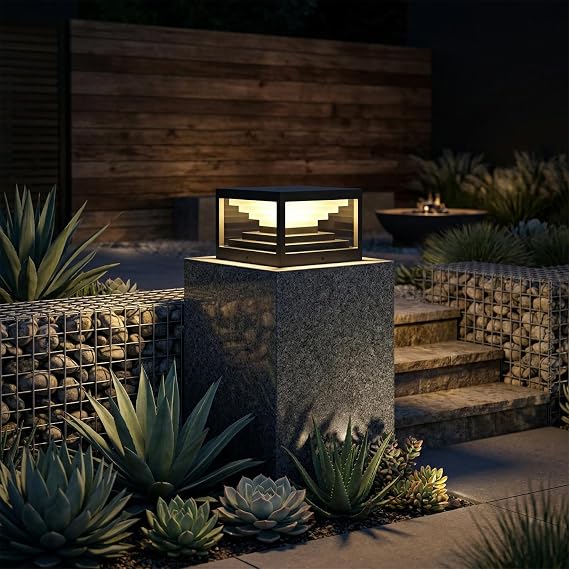 Stainless Steel Post Light 110V, Outdoor Pillar Light, Waterproof Column Lamp, Exterior Pillar Lantern for Patio, Garden, Yard, Fence, Villa, Gate, Modern Landscape Lighting (12X12 in, 3000K)