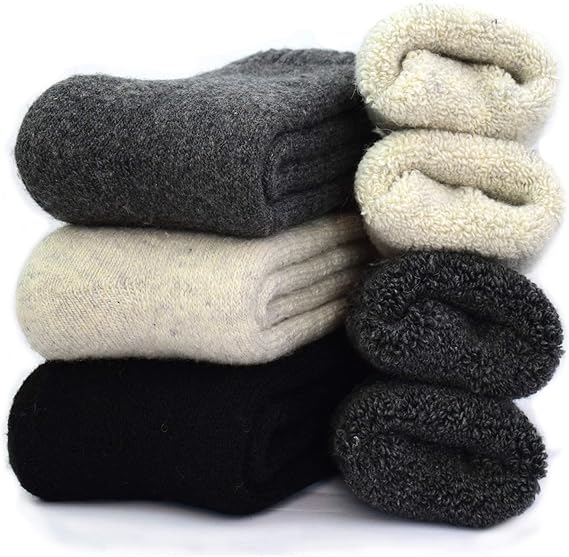 YZKKE 3Pack Mens Super Thick Wool Warm Soft Casual Crew Winter Socks