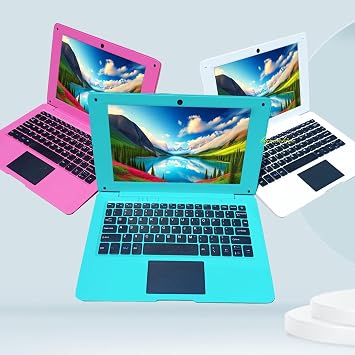 Laptop Computer Mini 10 Inch Quad Core Powered by Android 12 Netbook 64GB Small Computer with WiFi Webcam Bluetooth,Charger Mouse Included,Suitable for Children and Students, 4 Color Options Blue