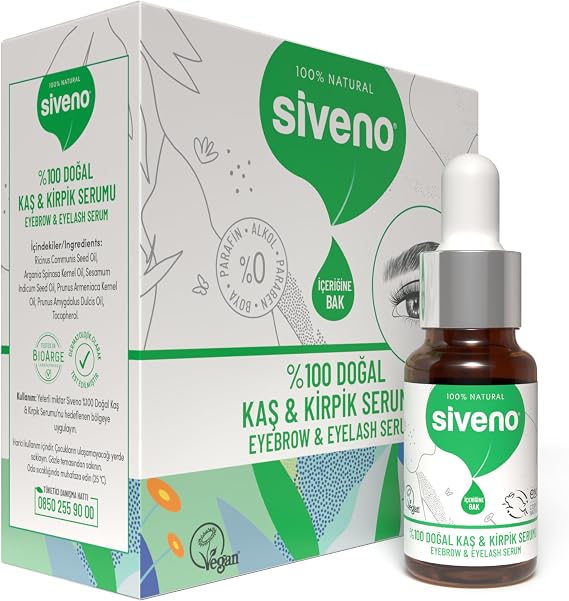 Siveno %100 Doğal Kaş ve Kirpik Serumu Bitkisel Yoğunlaştırıcı Canlandırıcı Yoğun Bakım Yağı Vegan 10 ml