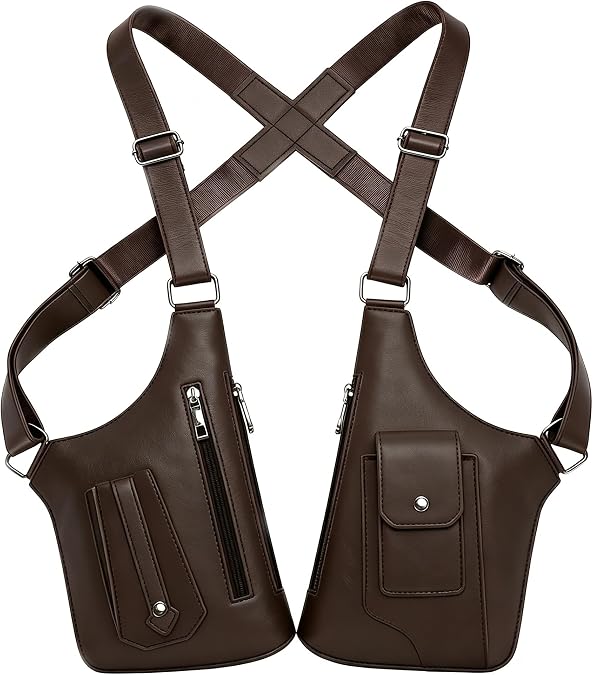Leather Adjustable Underarm Shoulder Bag for Men,Men Anti-Theft Underarm Wallet Pocket Holster Phone Leisure Double Shoulder