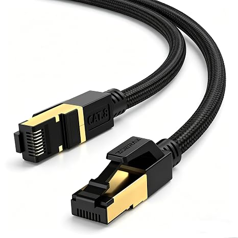 Cat 8 Ethernet Cable 6FT, Nylon Braided | High Speed Network LAN Patch Cord, 40Gbps 2000Mhz, Cat8 RJ45 Shielded LAN Cables, for Gaming PC PS5 Xbox Modem Router