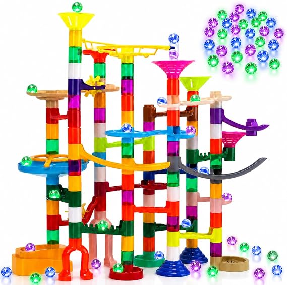 EagleStone 30 Glow in the Dark Marbles Marble Run Building Kit